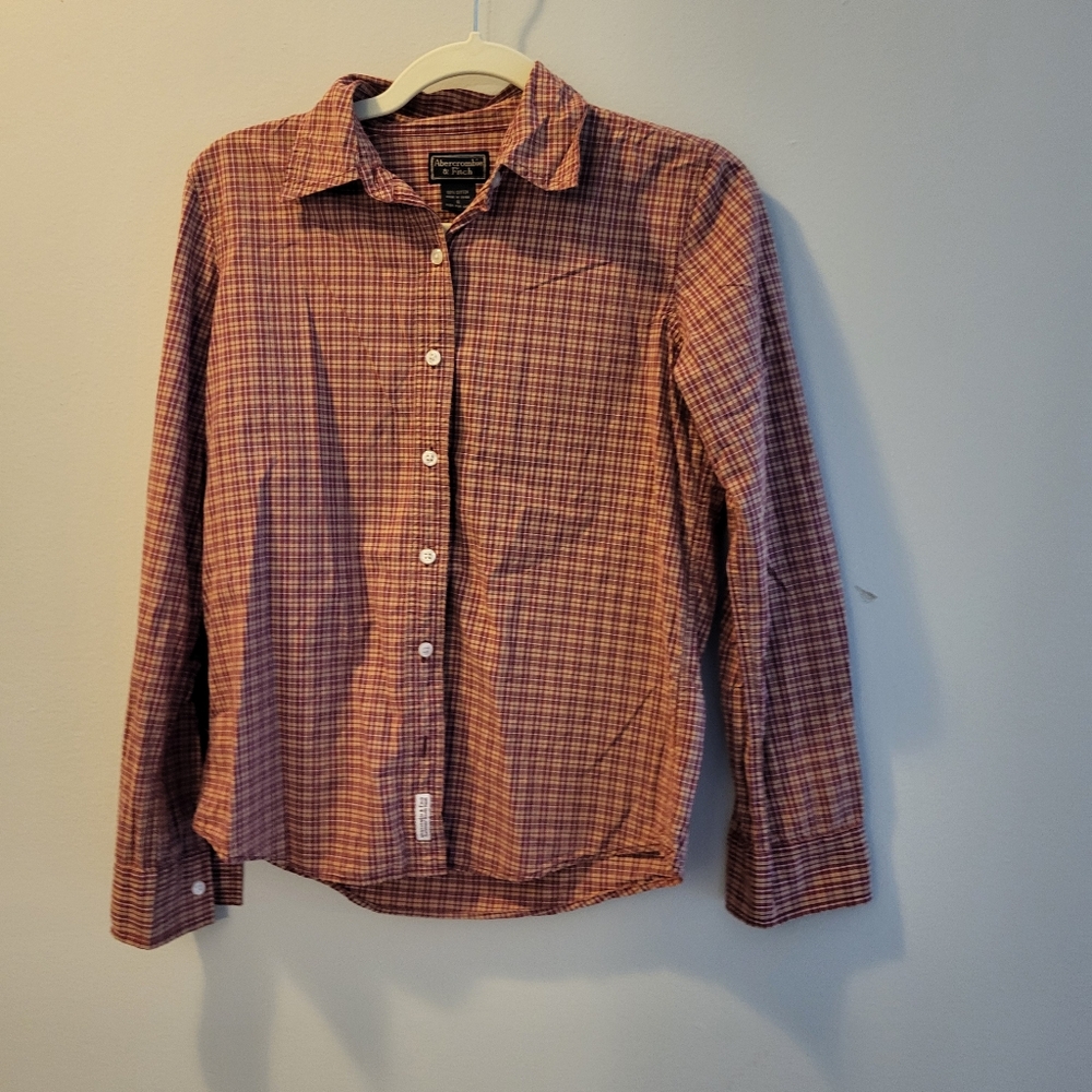 Boys Abercrombie & Fitch Red, Blue Plaid Button Down Shirt S